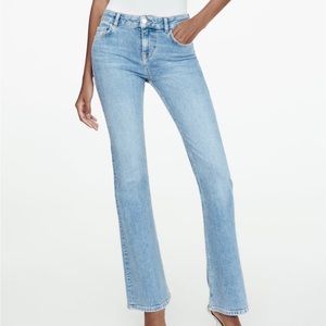 ZARA Women's Low-rise Z1975 Flared Jeans(Mid Blue, US 12/EUR 44)